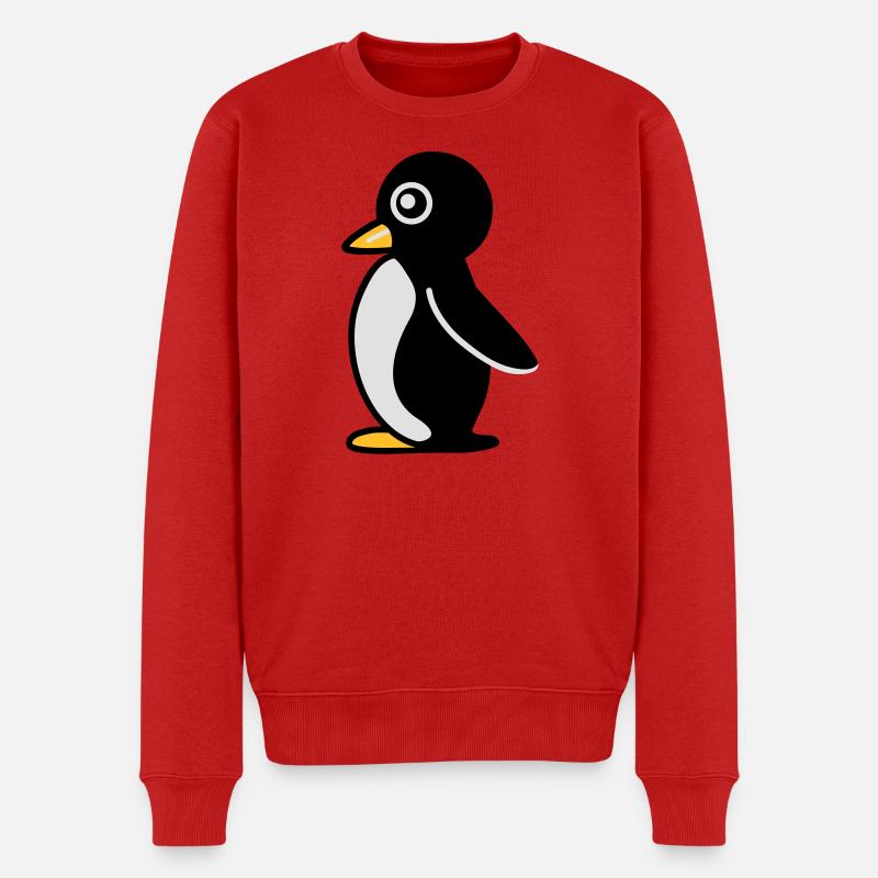 Minimalistischer Pinguin - Männer Premium Bio Pullover - Rot