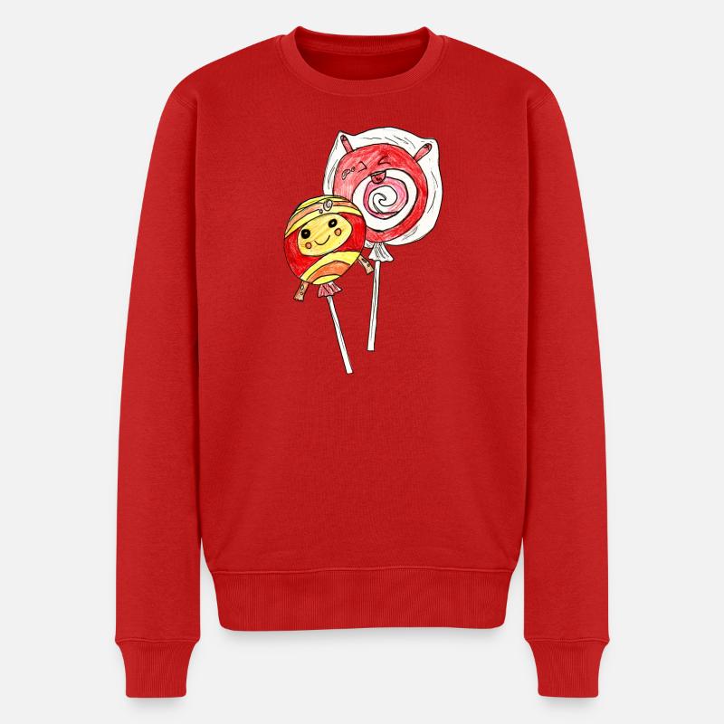 Kunterbunte LolliLiebe - Männer Premium Bio Pullover - Rot