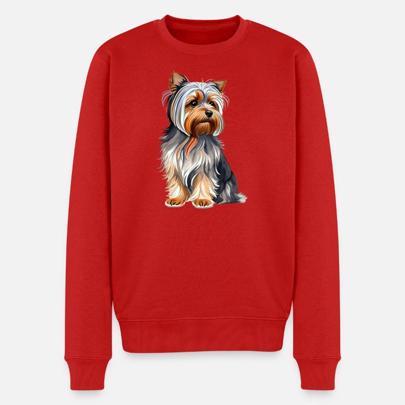 YorkshireTerrier - Männer Premium Bio Pullover - Rot