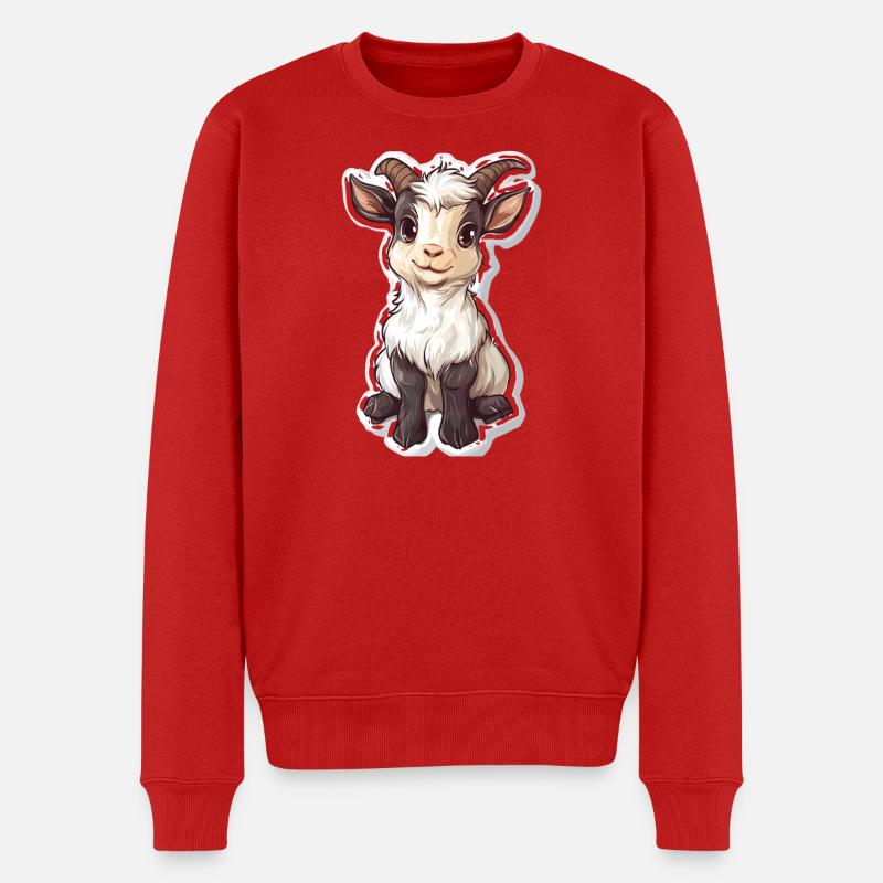 Ziege - Männer Premium Bio Pullover - Rot