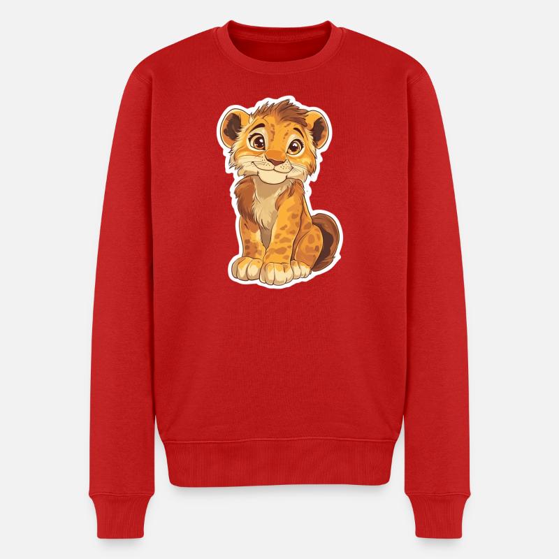 Löwe - Männer Premium Bio Pullover - Rot