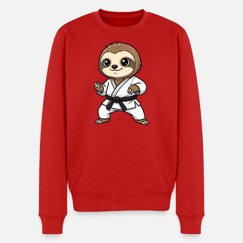 Süßer Faultier Karate Kämpfer Comic Kinder  - Männer Premium Bio Pullover - Rot