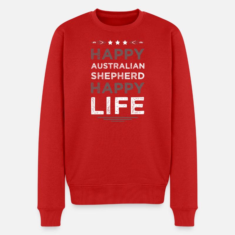 Happy Aussie Shepherd Life - Männer Premium Bio Pullover - Rot