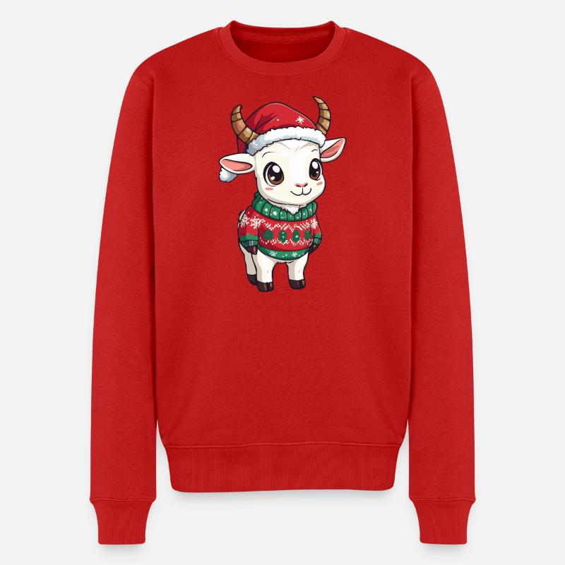 Bergziege Weihnachten - Männer Premium Bio Pullover - Rot