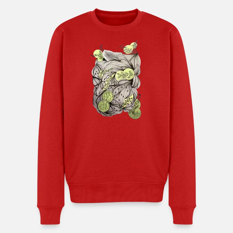 Blattwurzeln mit Grünakzenten - Männer Premium Bio Pullover - Rot
