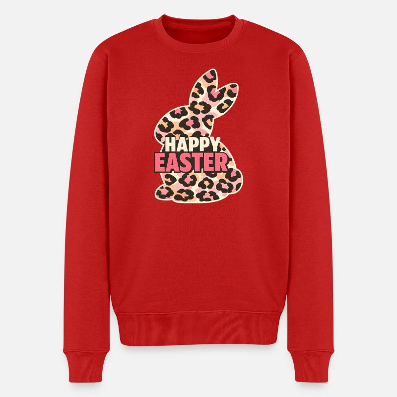Joyeux Léopard Lapin de Pâques - Pull Premium bio Homme - rouge