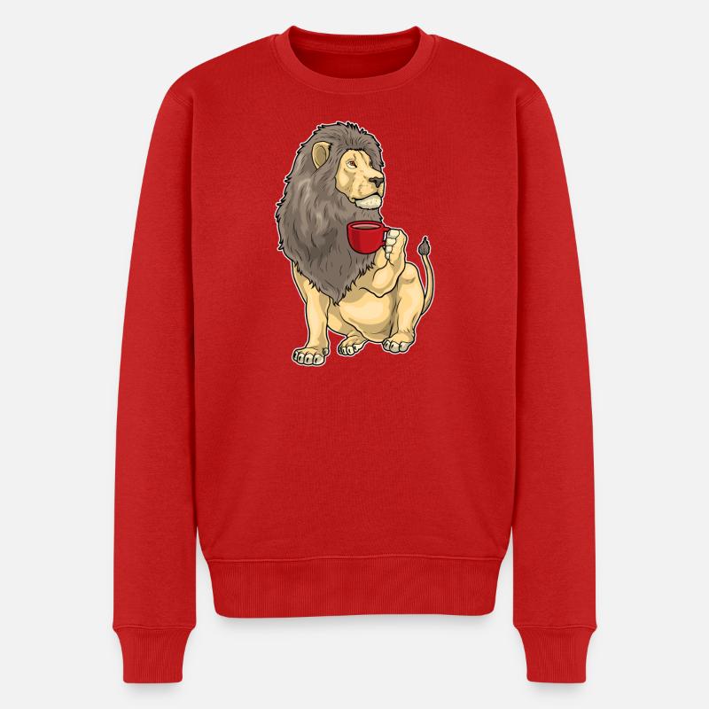 Löwe Kaffee Tasse - Männer Premium Bio Pullover - Rot