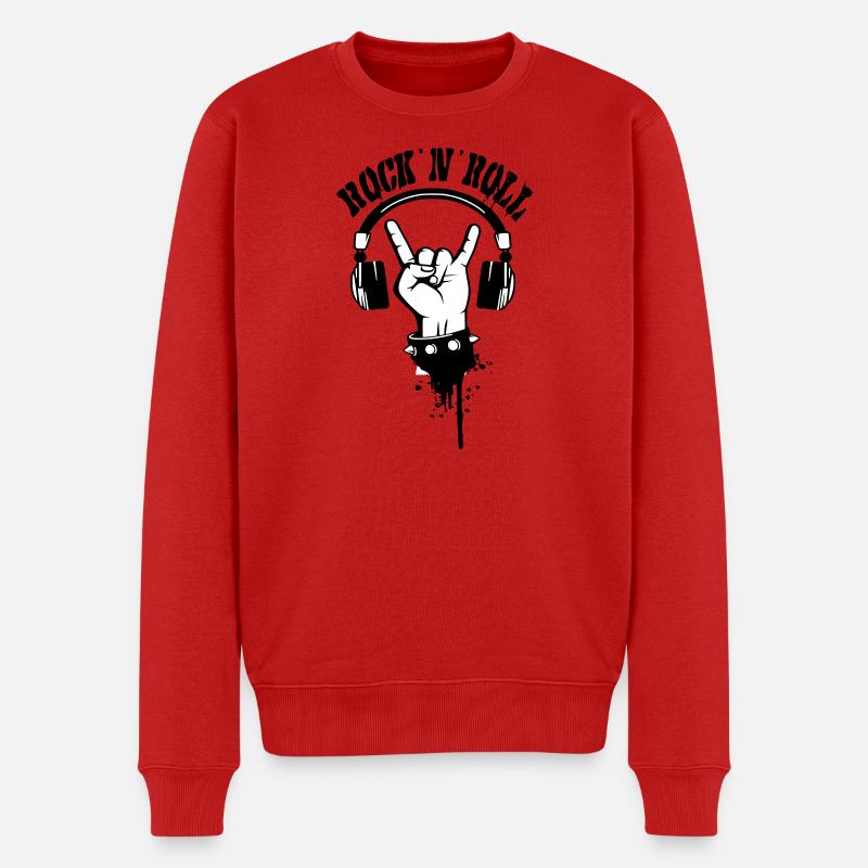 Rock Hand Silhouette - Männer Premium Bio Pullover - Rot