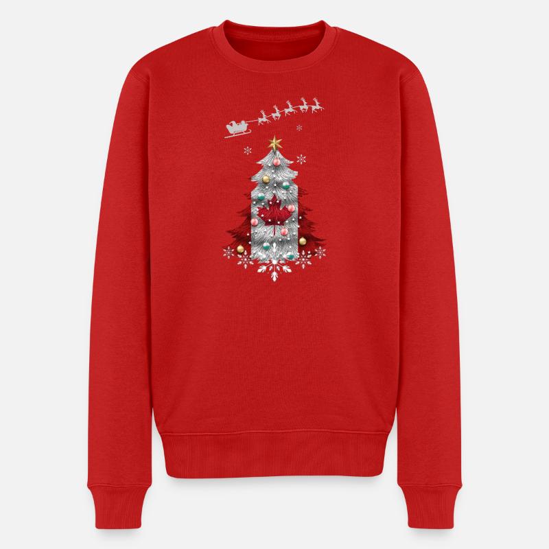 Weihnachtsbaum mit Kanada-Flagge - Männer Premium Bio Pullover - Rot