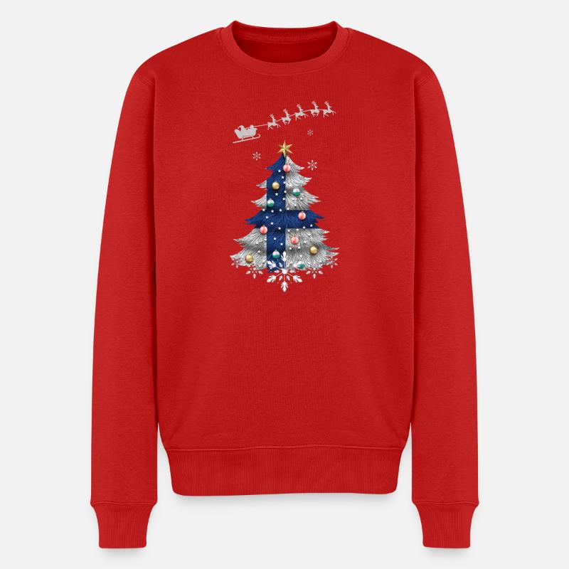 Weihnachtsbaum mit Finnland-Flagge - Männer Premium Bio Pullover - Rot