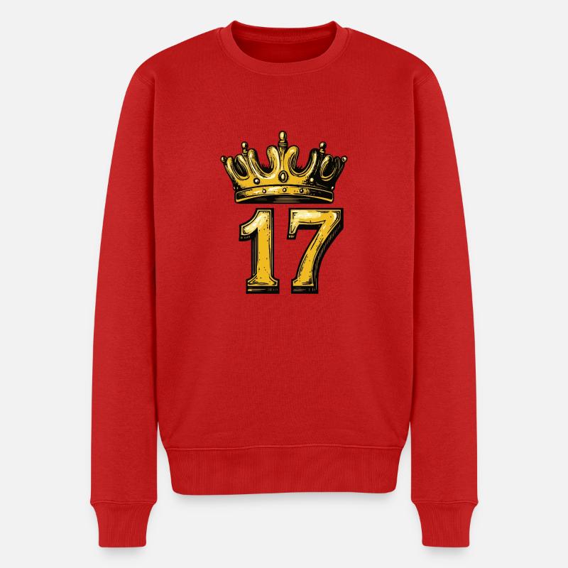 17 Zahl Krone - Männer Premium Bio Pullover - Rot