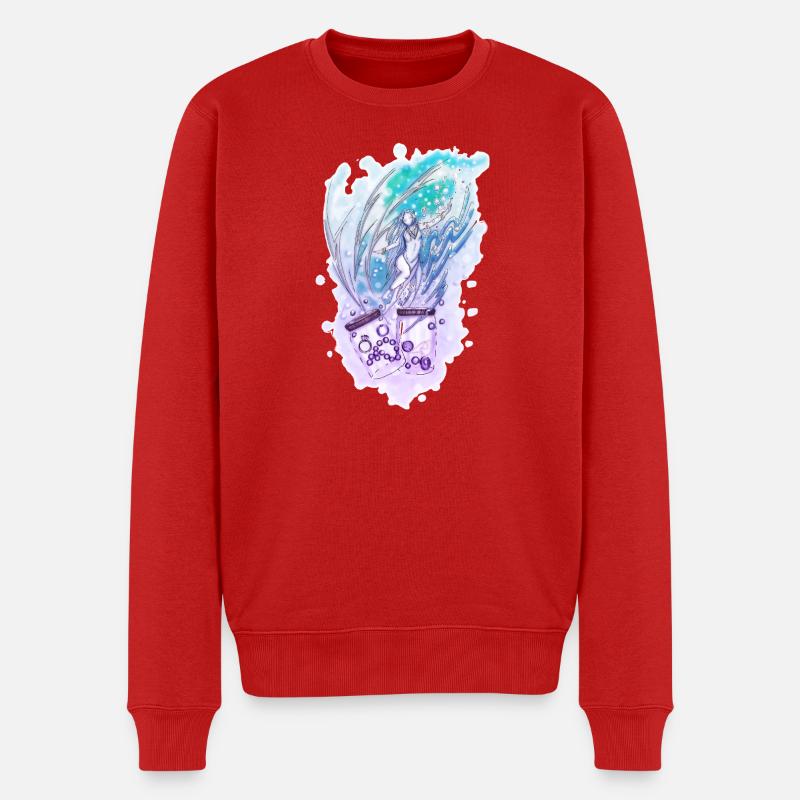 Wicca Wassermann Nixe Sternzeichen - Männer Premium Bio Pullover - Rot