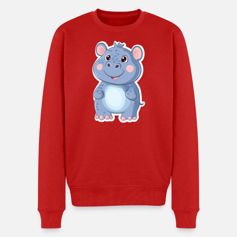 Nilpferd - Männer Premium Bio Pullover - Rot