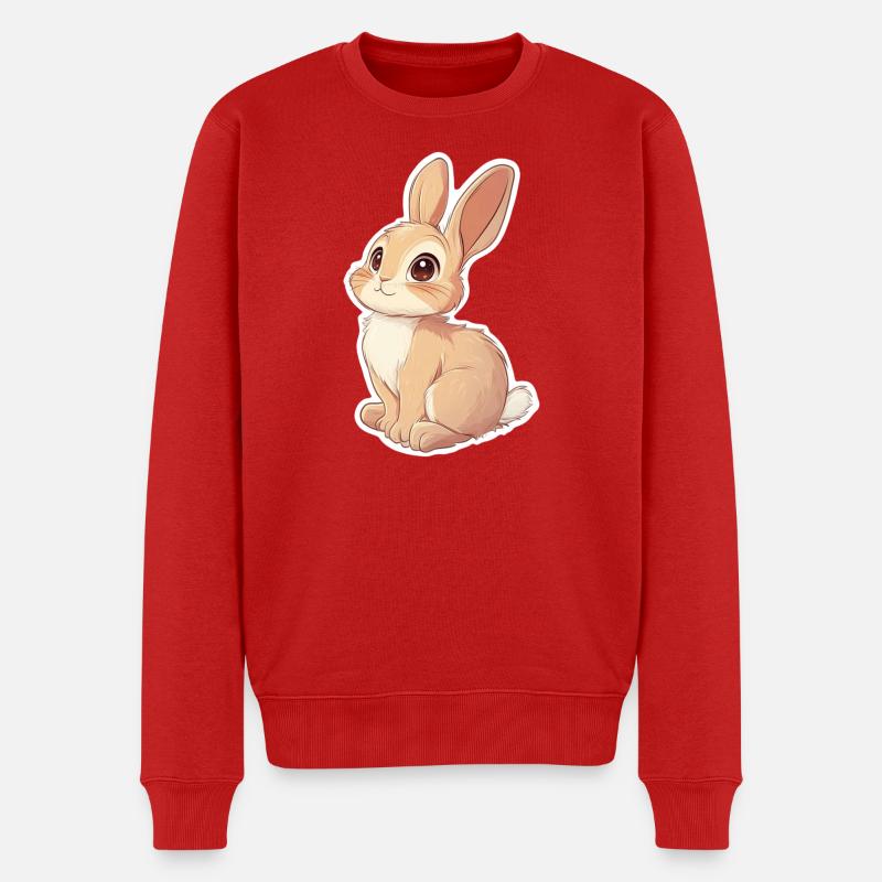 Hase - Männer Premium Bio Pullover - Rot