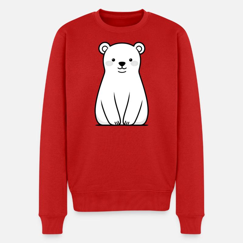 Kuscheliger Polar-Bär Illustration - Männer Premium Bio Pullover - Rot