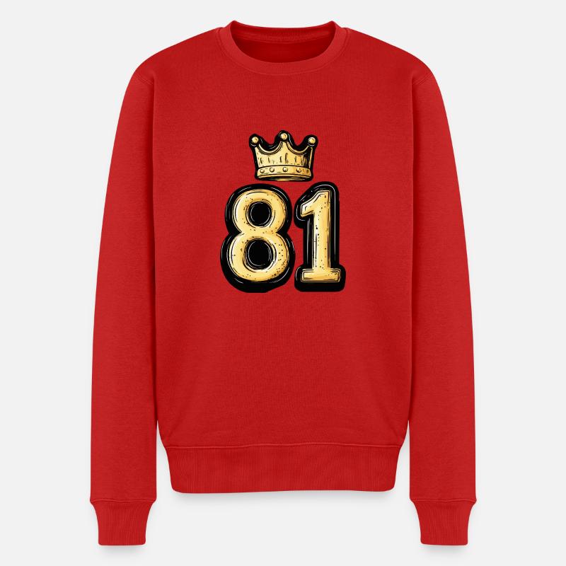 81 Zahl Krone - Männer Premium Bio Pullover - Rot