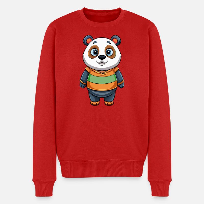 Panda - Männer Premium Bio Pullover - Rot