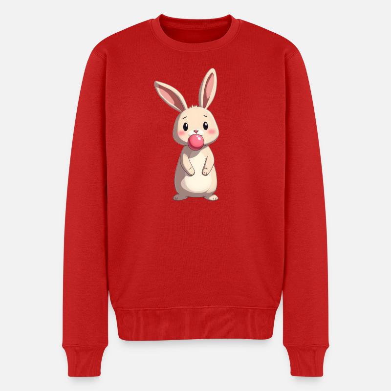 Lapin avec du chewing-gum - Pull Premium bio Homme - rouge