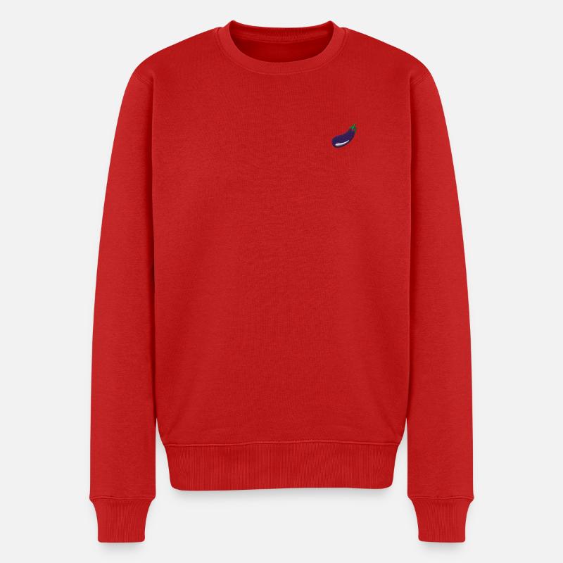Aubergine bestickt - Männer Premium Bio Pullover - Rot