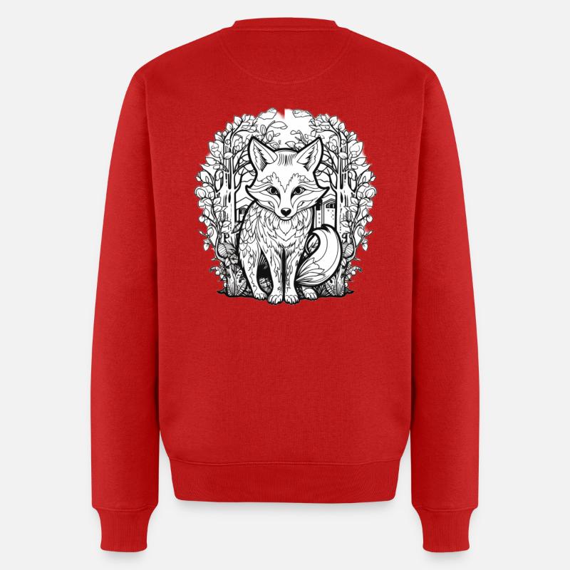 Waldliebe Fuchs Illustration - Männer Premium Bio Pullover - Rot