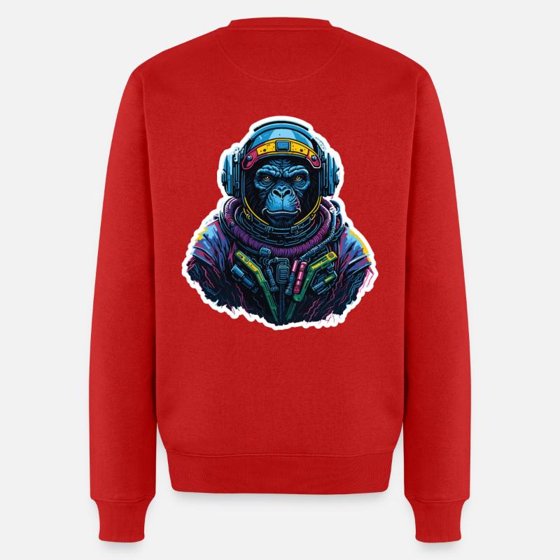 Gorilla-Astronaut Neon - Männer Premium Bio Pullover - Rot