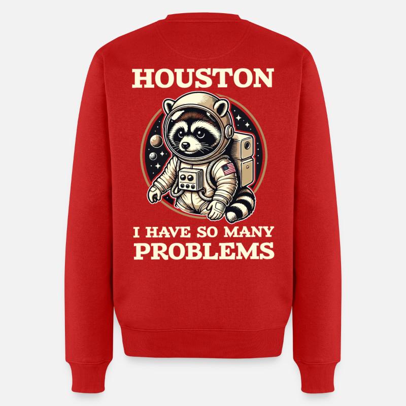 Houston, Ich Habe So Viele Probleme Waschbär - Männer Premium Bio Pullover - Rot