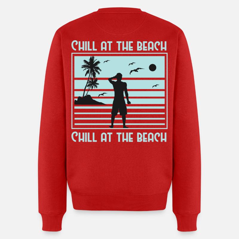 Relaxed Beach Silhouette Design - Männer Premium Bio Pullover - Rot