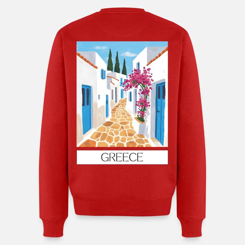 Griechischer Straßenpfad Blauweiß - Männer Premium Bio Pullover - Rot