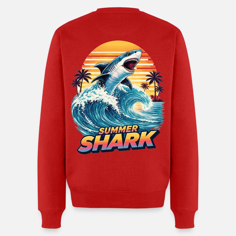 Sommer Hai - Männer Premium Bio Pullover - Rot