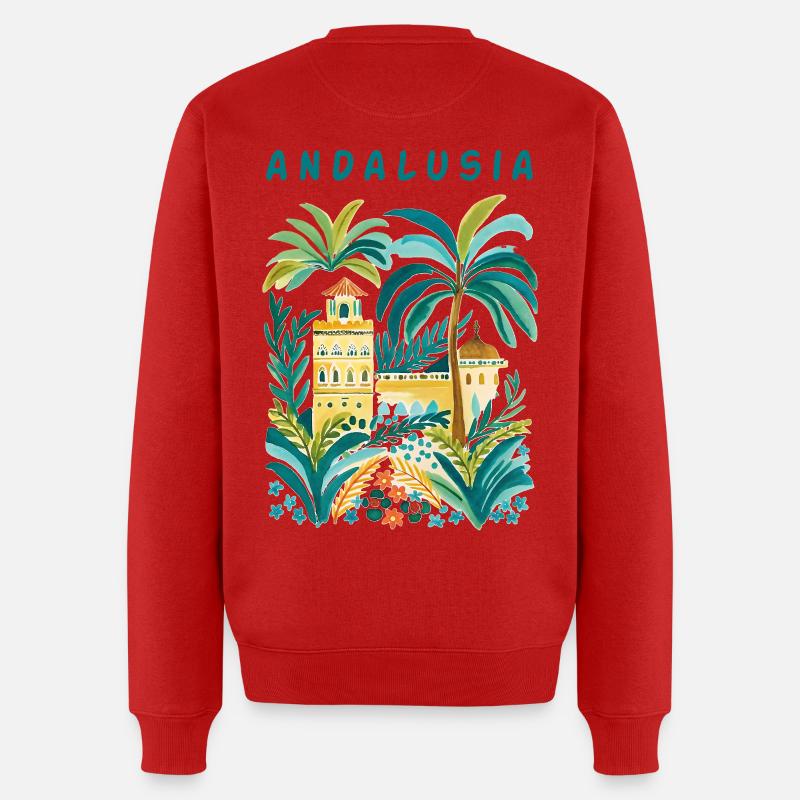 Villa du palmier andalou aquarelle - Pull Premium bio Homme - rouge