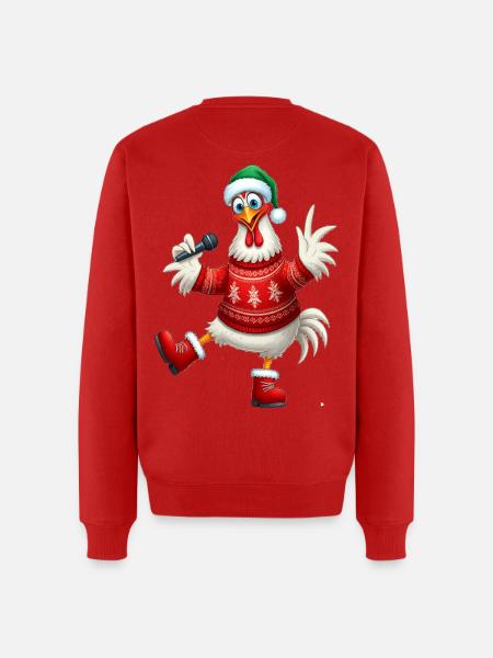 Holiday Singing Hen Sweater - Men's Premium Organic Jumper - red