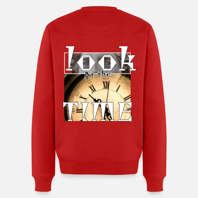 Schauen Sie auf die Zeit - Männer Premium Bio Pullover - Rot