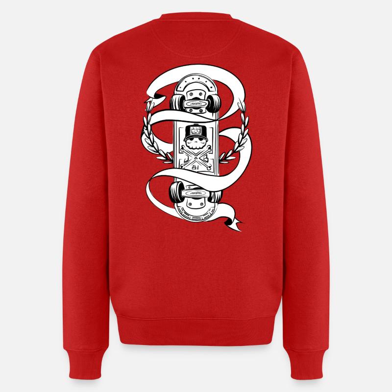 Skateboard Schädel-Lorbeer Abzeichen - Männer Premium Bio Pullover - Rot