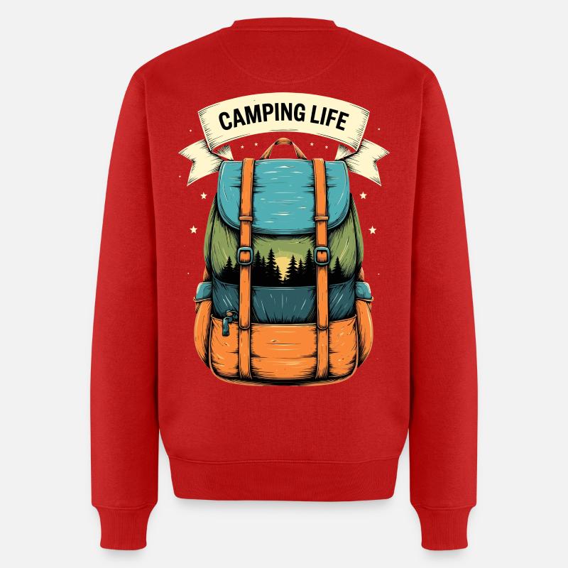 Camping Life Adventure Rucksack Shirt - Männer Premium Bio Pullover - Rot