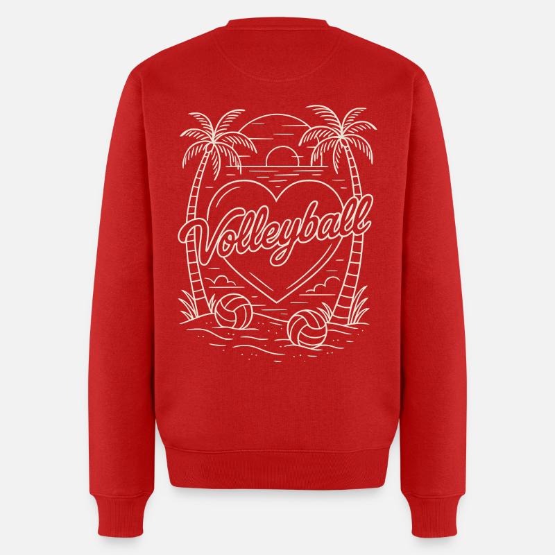 Volleyball Herz Minimalistisch - Männer Premium Bio Pullover - Rot
