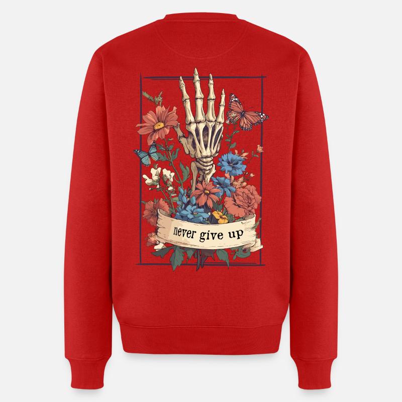 Squelette Fleurs Papillon - Pull Premium bio Homme - rouge