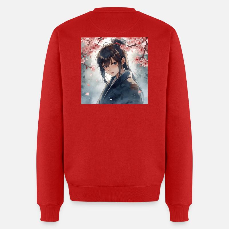 Hanfu unter Kirschblüten - Männer Premium Bio Pullover - Rot