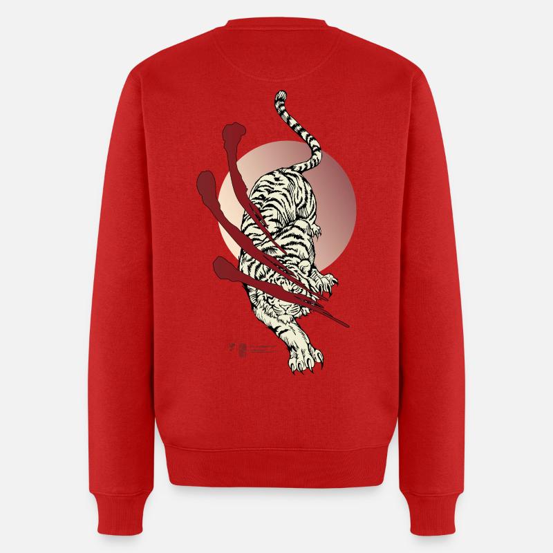 Japan Tiger Rising Sun - Männer Premium Bio Pullover - Rot