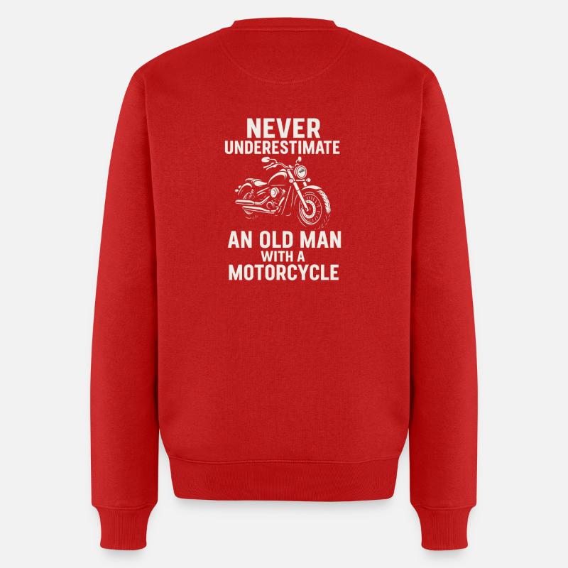 Motivierender Motorrad-Slogan - Männer Premium Bio Pullover - Rot