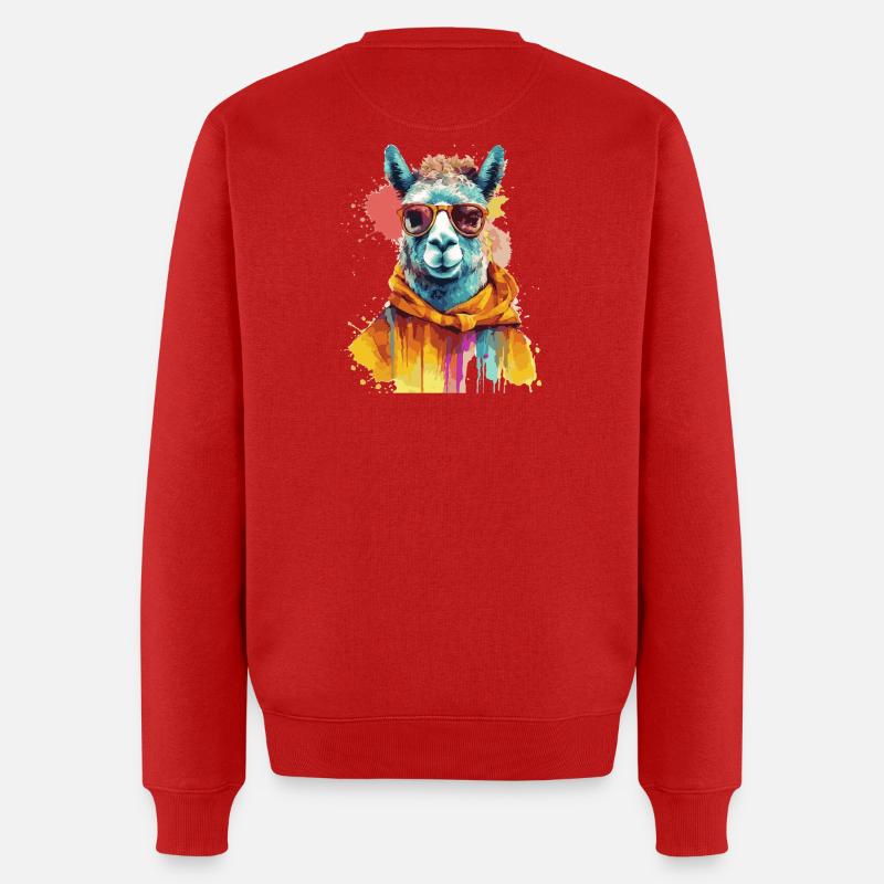 lama, alpaga, lama swag - Pull Premium bio Homme - rouge