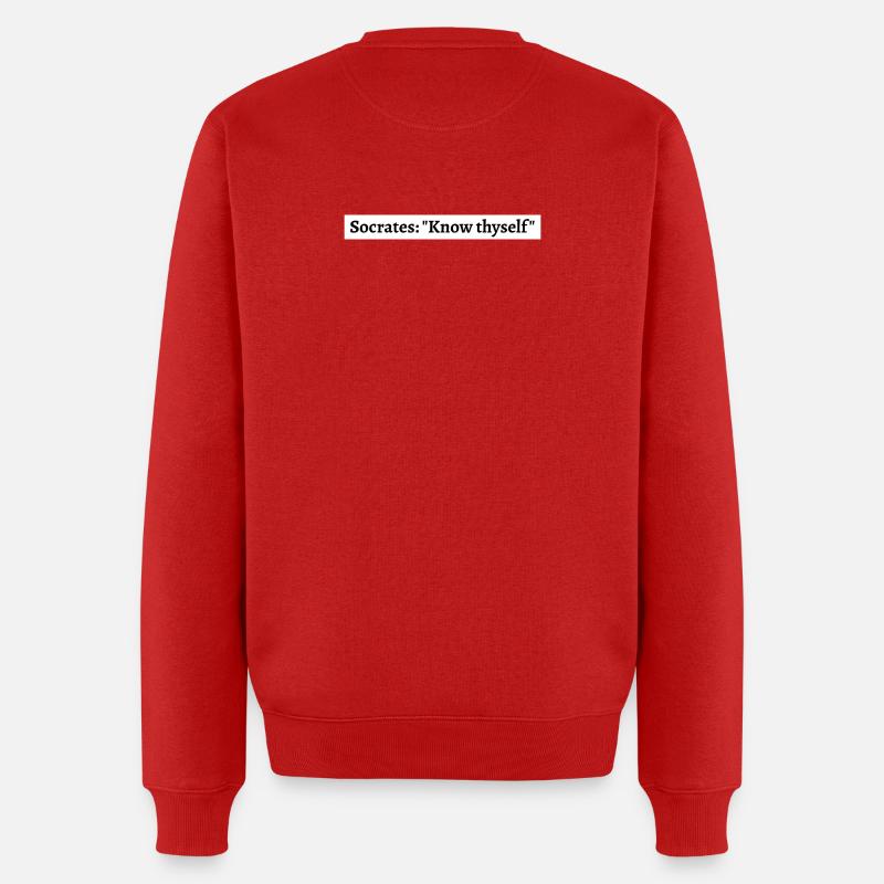 Socrates Quote - Männer Premium Bio Pullover - Rot