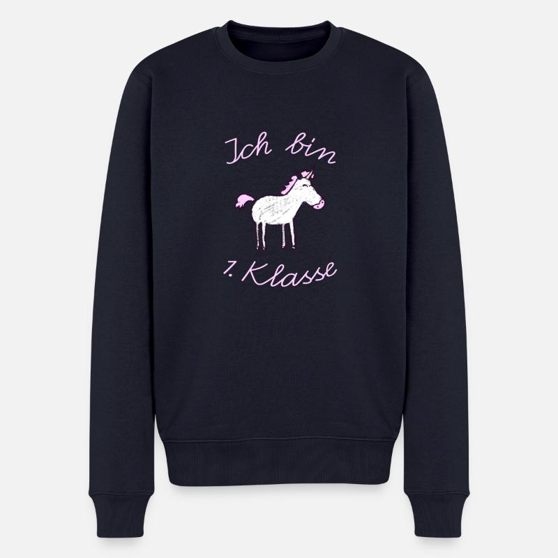 Einschulung_EInhorn_Ich Bin 1. Klasse - Männer Premium Bio Pullover - Navy