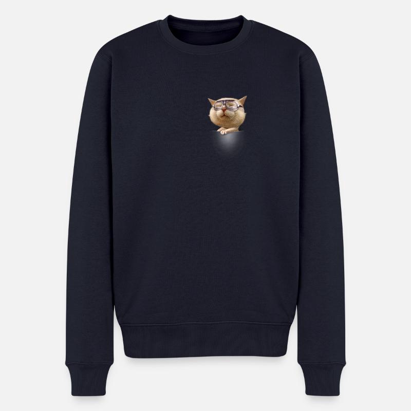 LUNETTE DE POCHE CHAT - Pull Premium bio Homme - bleu marine
