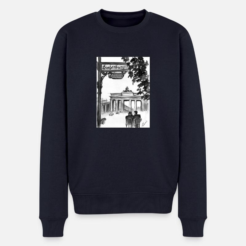 Brandenburger Tor Nostalgie - Männer Premium Bio Pullover - Navy