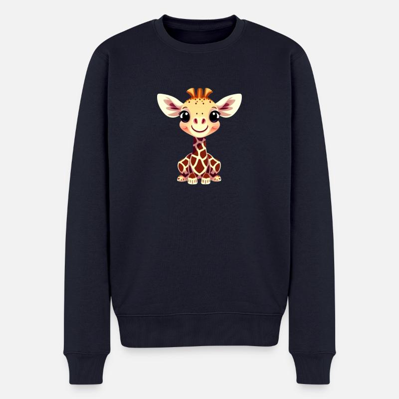 Giraffe - Männer Premium Bio Pullover - Navy