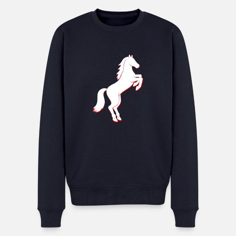 Pferd Horse Reiter - Männer Premium Bio Pullover - Navy