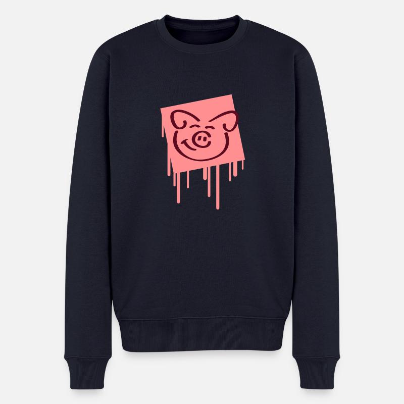 pig_face_graffiti_square - Pull Premium bio Homme - bleu marine