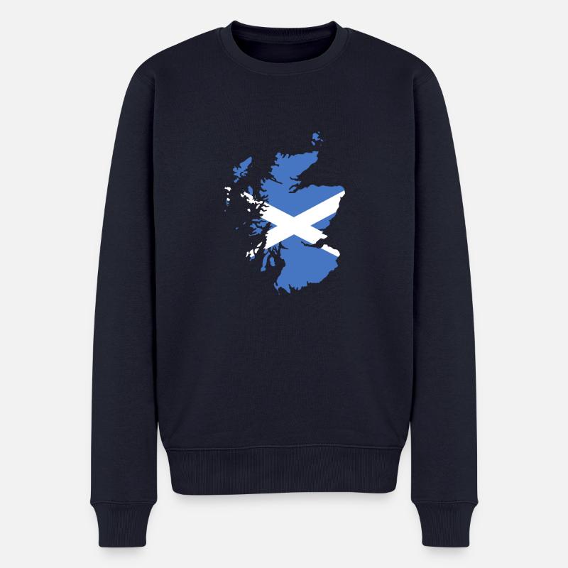 Schottland Landkarte Map und Flagge Design - Männer Premium Bio Pullover - Navy
