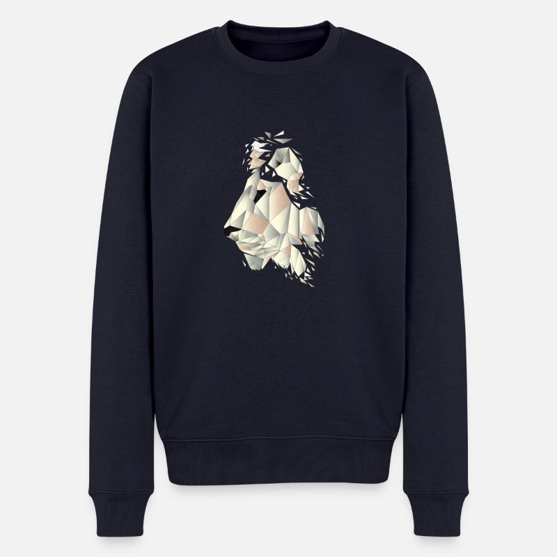 geometrischer Löwe - Männer Premium Bio Pullover - Navy