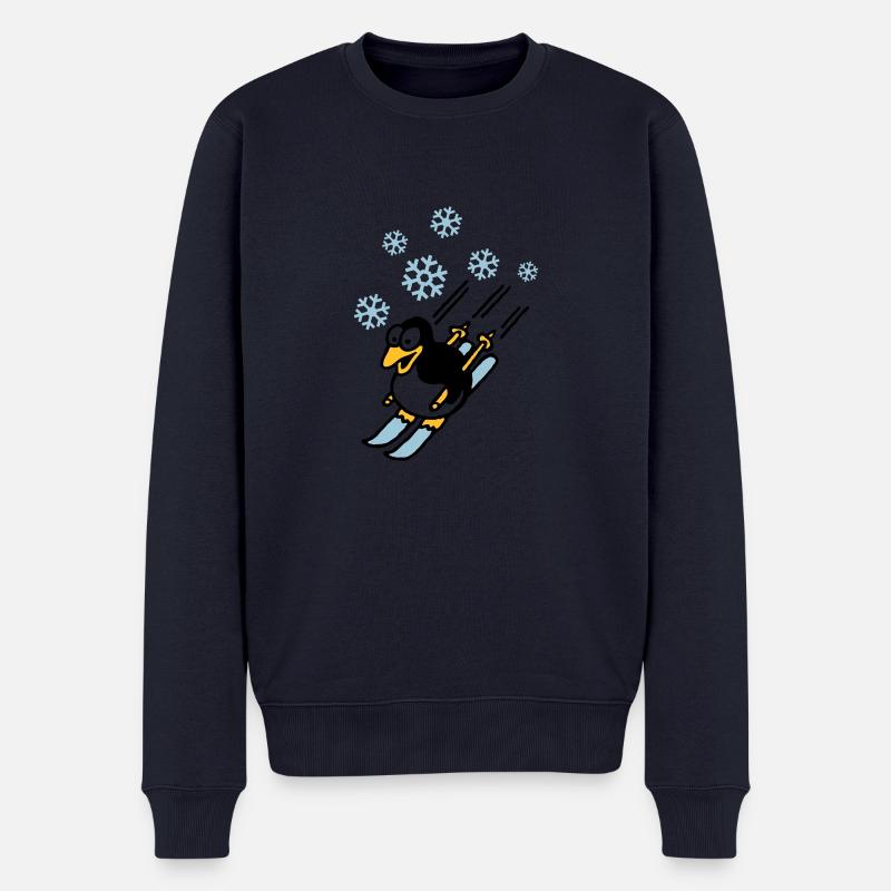 pinguin_ski_022011_d_3c - Männer Premium Bio Pullover - Navy